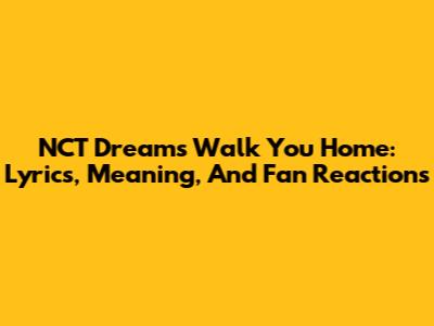 NCT Dream's 'Walk You Home': Lyrics, Meaning, And Fan Reactions