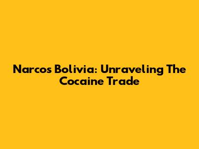 Narcos Bolivia: Unraveling The Cocaine Trade