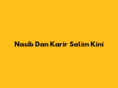 Nasib Dan Karir Salim Kini