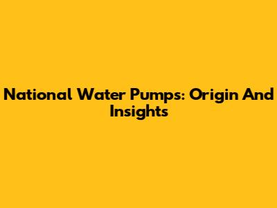 National Water Pumps: Origin And Insights