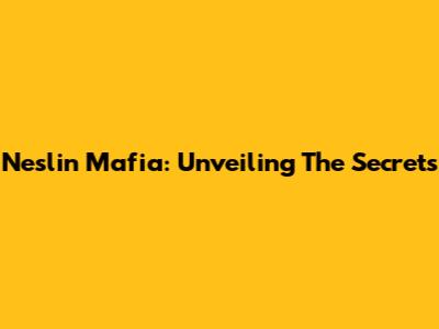 Neslin Mafia: Unveiling The Secrets