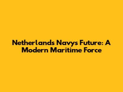 Netherlands Navy's Future: A Modern Maritime Force