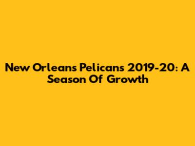 New Orleans Pelicans 2019-20: A Season Of Growth