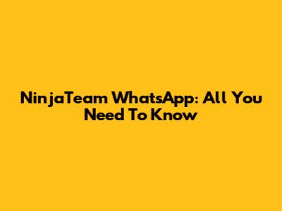 NinjaTeam WhatsApp: All You Need To Know