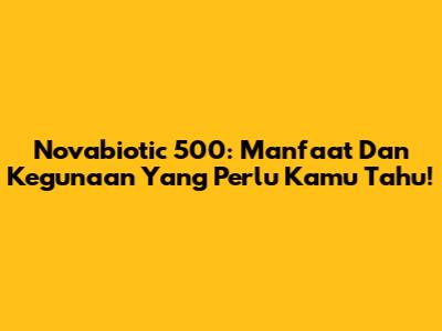 Novabiotic 500: Manfaat Dan Kegunaan Yang Perlu Kamu Tahu!