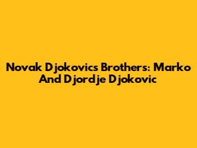 Novak Djokovic's Brothers: Marko And Djordje Djokovic