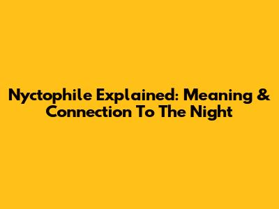 Nyctophile Explained: Meaning & Connection To The Night