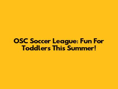 OSC Soccer League: Fun For Toddlers This Summer!
