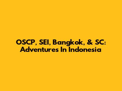 OSCP, SEI, Bangkok, & SC: Adventures In Indonesia