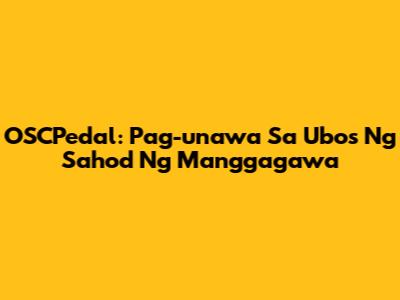 OSCPedal: Pag-unawa Sa Ubos Ng Sahod Ng Manggagawa