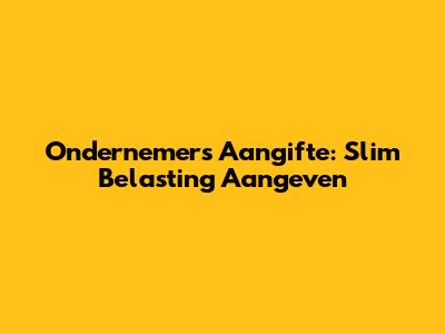 Ondernemers Aangifte: Slim Belasting Aangeven