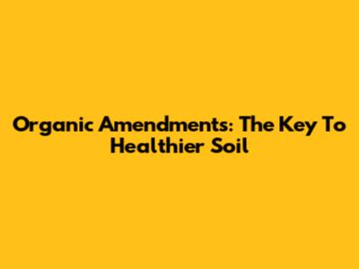 Organic Amendments: The Key To Healthier Soil