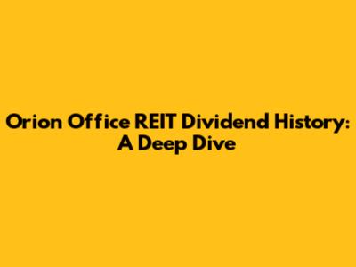 Orion Office REIT Dividend History: A Deep Dive