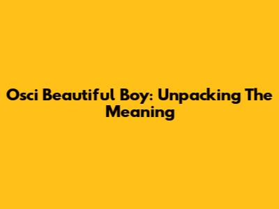 Osci Beautiful Boy: Unpacking The Meaning