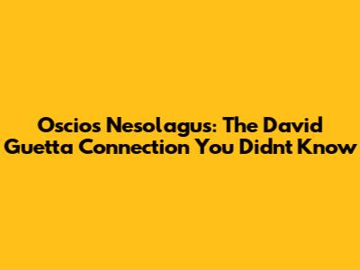 Oscios Nesolagus: The David Guetta Connection You Didn't Know