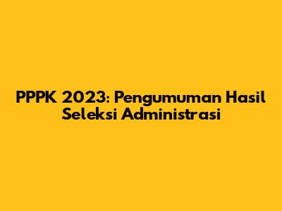 PPPK 2023: Pengumuman Hasil Seleksi Administrasi