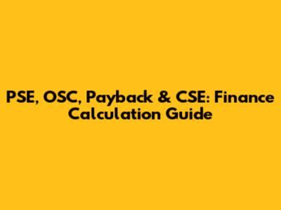 PSE, OSC, Payback & CSE: Finance Calculation Guide