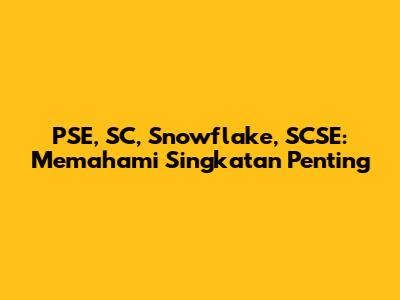 PSE, SC, Snowflake, SCSE: Memahami Singkatan Penting