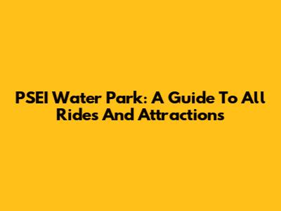 PSEI Water Park: A Guide To All Rides And Attractions