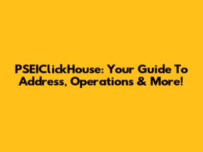 PSEIClickHouse: Your Guide To Address, Operations & More!