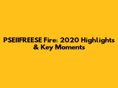 PSEIIFREESE Fire: 2020 Highlights & Key Moments