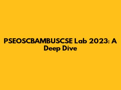 PSEOSCBAMBUSCSE Lab 2023: A Deep Dive