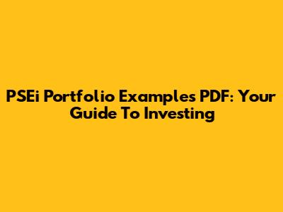 PSEi Portfolio Examples PDF: Your Guide To Investing
