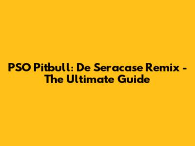 PSO Pitbull: De Seracase Remix - The Ultimate Guide