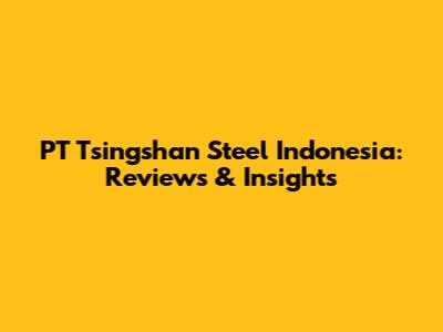 PT Tsingshan Steel Indonesia: Reviews & Insights