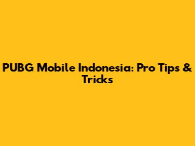 PUBG Mobile Indonesia: Pro Tips & Tricks