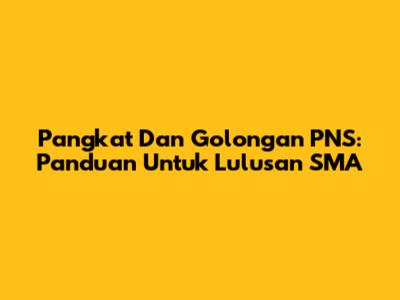 Pangkat Dan Golongan PNS: Panduan Untuk Lulusan SMA