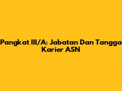 Pangkat III/A: Jabatan Dan Tangga Karier ASN