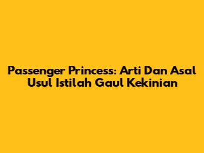 Passenger Princess: Arti Dan Asal Usul Istilah Gaul Kekinian