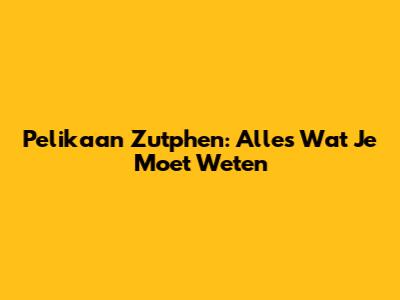 Pelikaan Zutphen: Alles Wat Je Moet Weten