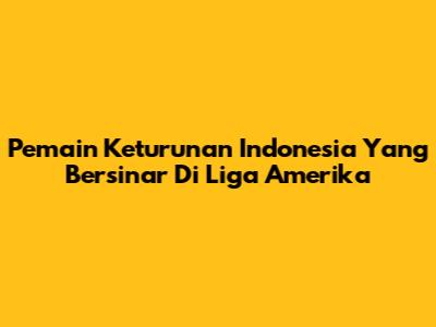 Pemain Keturunan Indonesia Yang Bersinar Di Liga Amerika