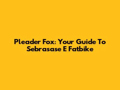 Pleader Fox: Your Guide To Sebrasase E Fatbike