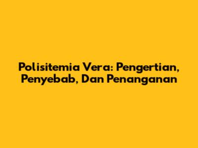 Polisitemia Vera: Pengertian, Penyebab, Dan Penanganan