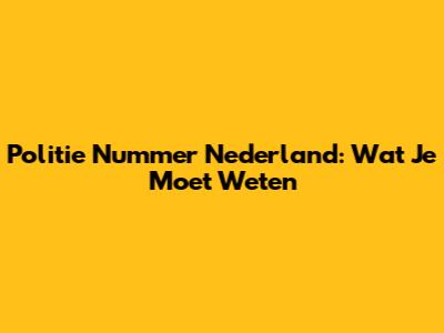 Politie Nummer Nederland: Wat Je Moet Weten