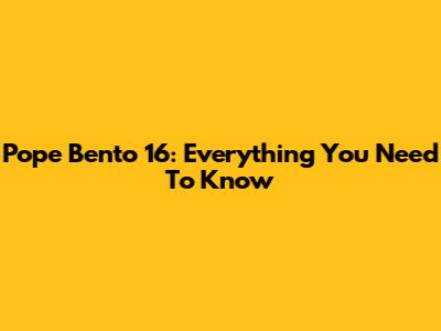 Pope Bento 16: Everything You Need To Know