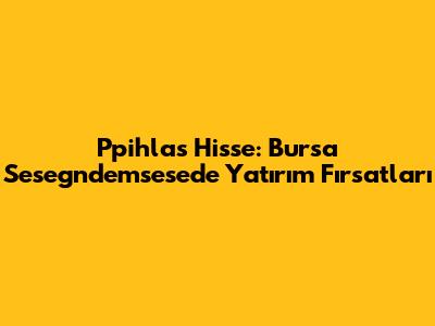 Ppihlas Hisse: Bursa Sesegndemsese'de Yatırım Fırsatları