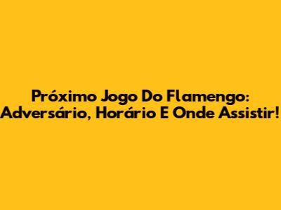 Próximo Jogo Do Flamengo: Adversário, Horário E Onde Assistir!