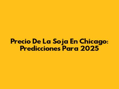 Precio De La Soja En Chicago: Predicciones Para 2025