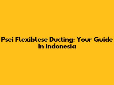 Psei Flexiblese Ducting: Your Guide In Indonesia