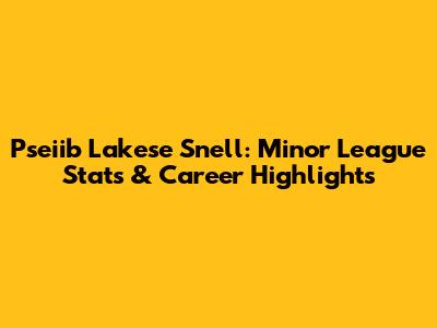 Pseiib Lakese Snell: Minor League Stats & Career Highlights