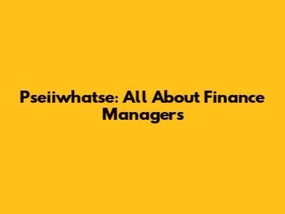 Pseiiwhatse: All About Finance Managers