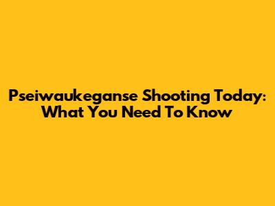 Pseiwaukeganse Shooting Today: What You Need To Know