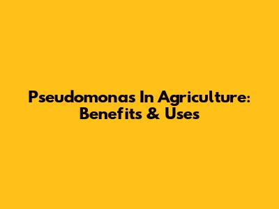 Pseudomonas In Agriculture: Benefits & Uses