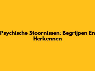 Psychische Stoornissen: Begrijpen En Herkennen