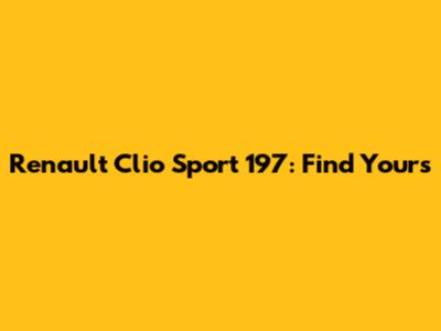 Renault Clio Sport 197: Find Yours