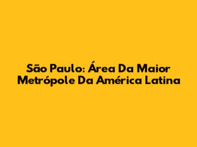 São Paulo: Área Da Maior Metrópole Da América Latina